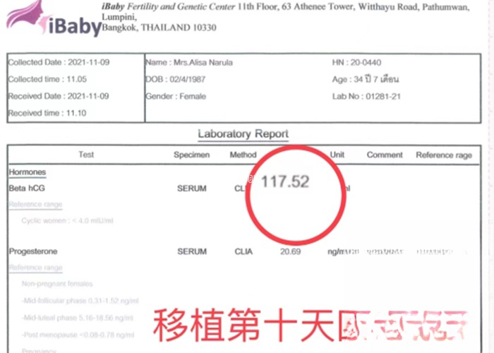 移植14天血值117.52