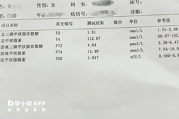 甲状腺功能检查报告单